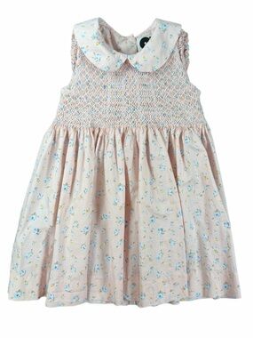 QUESTION EVERYTHING Smocked Floral Print Sleeveless Dress - 18-24M